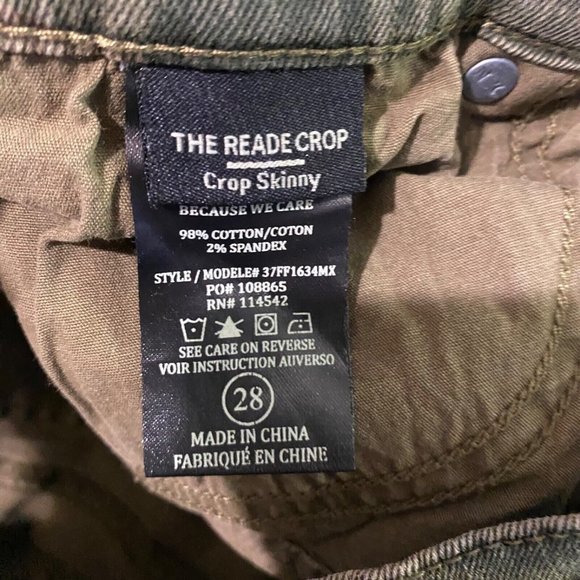 BlankNYC Jeans Womens Size 28 x 26 olive camo camuflage The Reade Crop skinny - Picture 5 of 6
